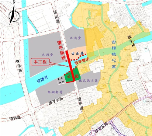 朱家角放生桥附近将新建漕平路淀浦河桥