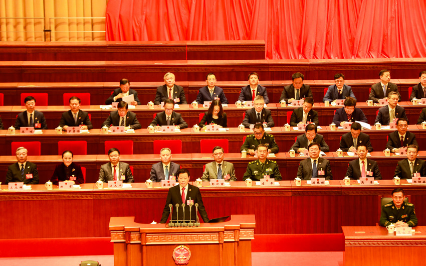上海人大十五届三次会议开幕现场