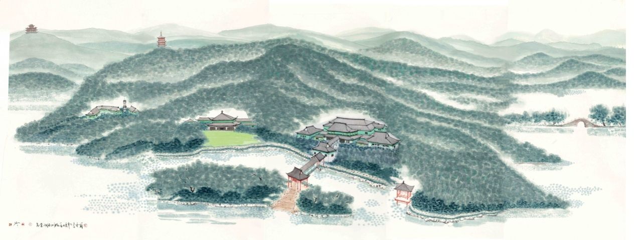 陈家泠背景作品《西湖景色》亮相杭州G20峰会 尺寸：2米X5米