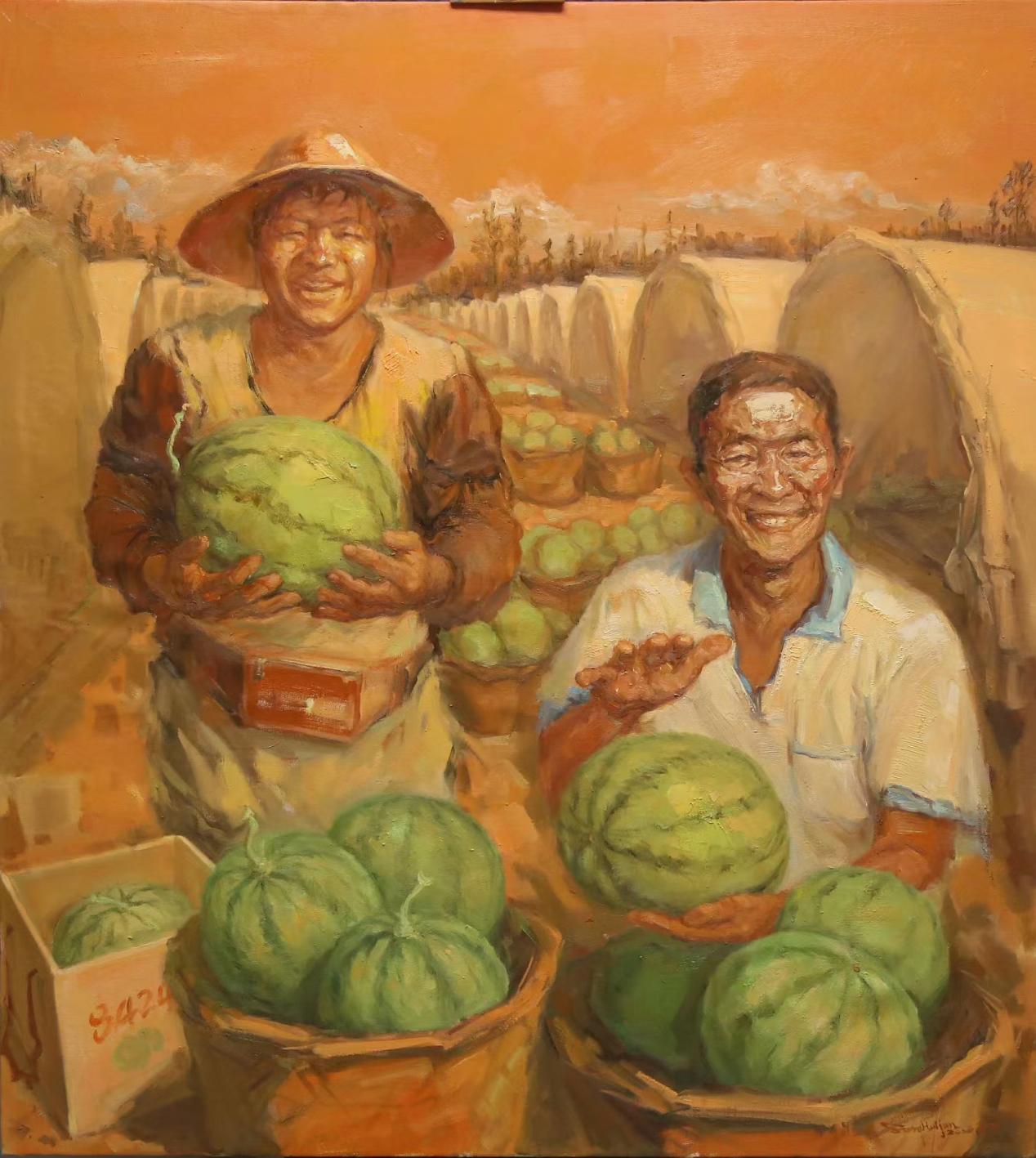 油画《8424甜了》
