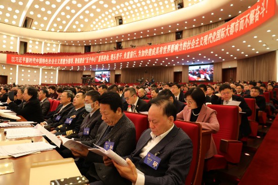 上海市政协十四届二次会议会场。王文娟摄